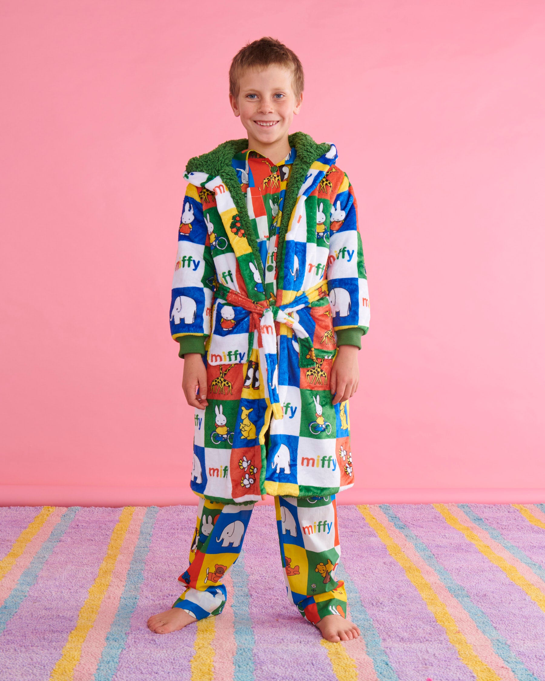 Kip&Co x Miffy Miffy's Adventures Kids Hooded Robe - Soft Fleece Bathrobe for Boys & Girls - Perfect for Bedtime, Lounging & Playtime Adventures