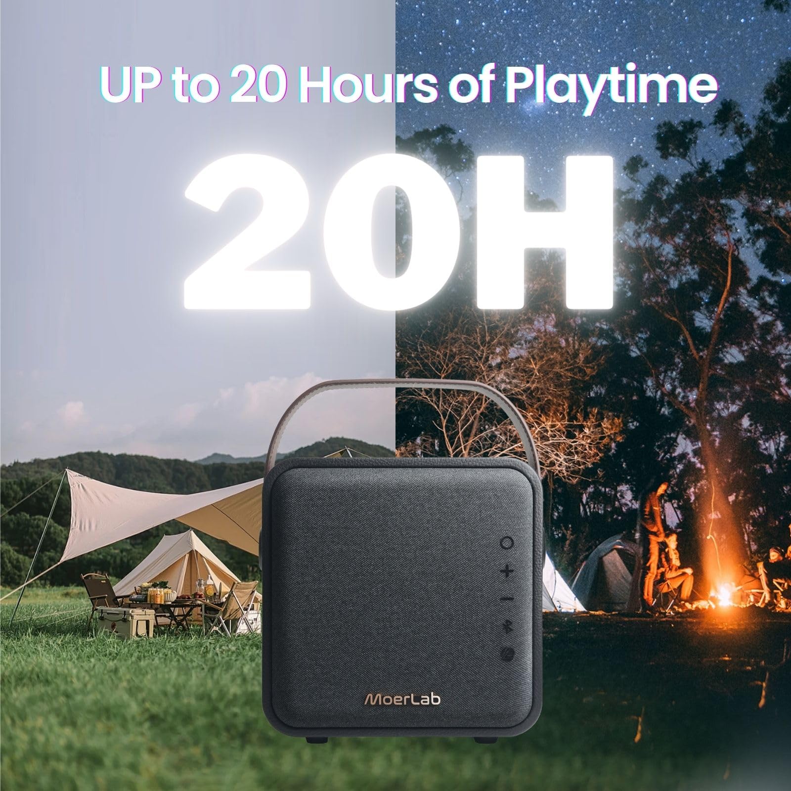 Moerlab Overture Auracast 80W Portable Bluetooth Speaker with Stereo Sound, Deep Bass, 20H Playtime, 66ft Range, Bluetooth 5.3 & TWS Pairing - Wireless Speaker for Outdoor, Home, Party, Travel, Beach & Camping