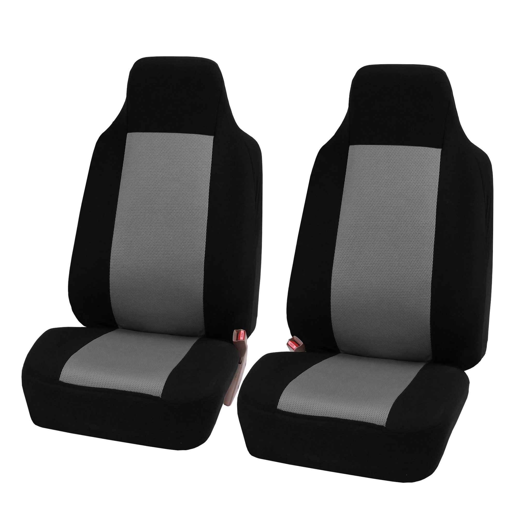 FH Group High Back Classic Cloth Car Seat Covers - Universal Fit for Cars, Trucks & SUVs (Front Seats Only, Gray) | Durable Interior Accessories for Comfort & Style | Perfect for Daily Commute, Road Trips & Vehicle Protection