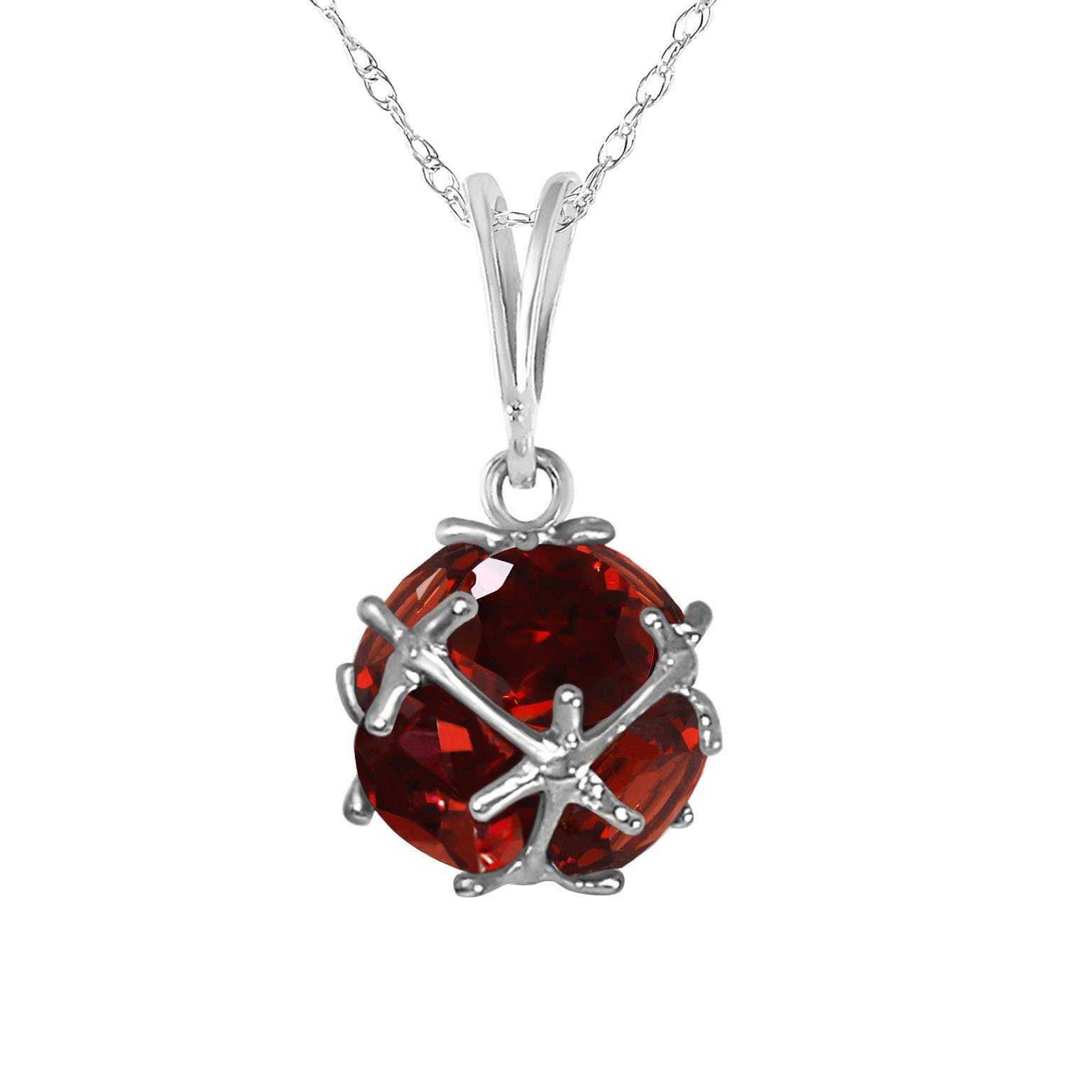 14K White Gold Necklace with Natural Garnets - Elegant Galaxy Gold GG Pendant for Women | Perfect for Weddings, Anniversaries & Special Occasions