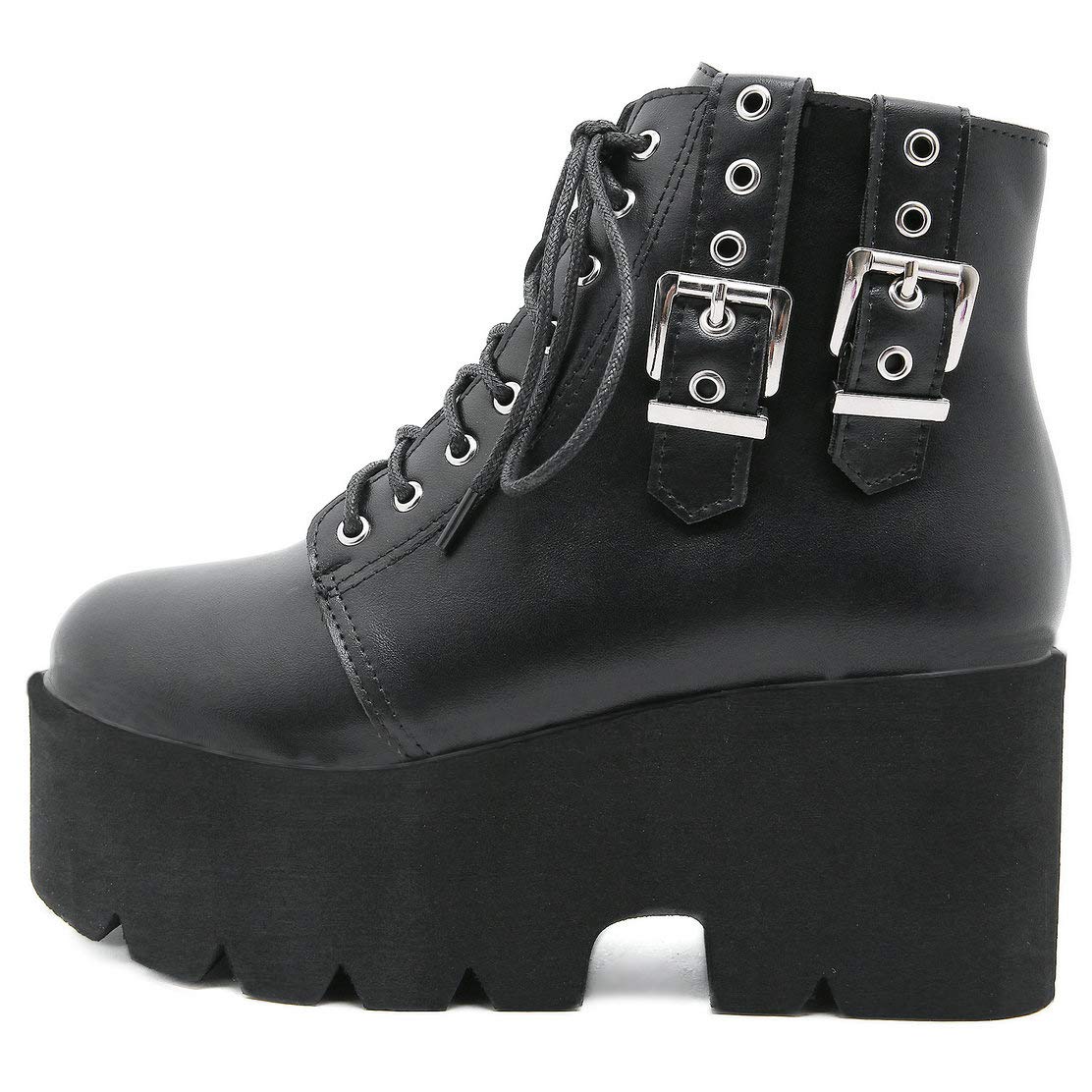 Caradise Women's Gothic Platform Combat Boots - Punk Chunky Heel Lace-Up Ankle Booties for Women | Perfect for Halloween, Cosplay, Concerts & Alternative Fashion Outfits