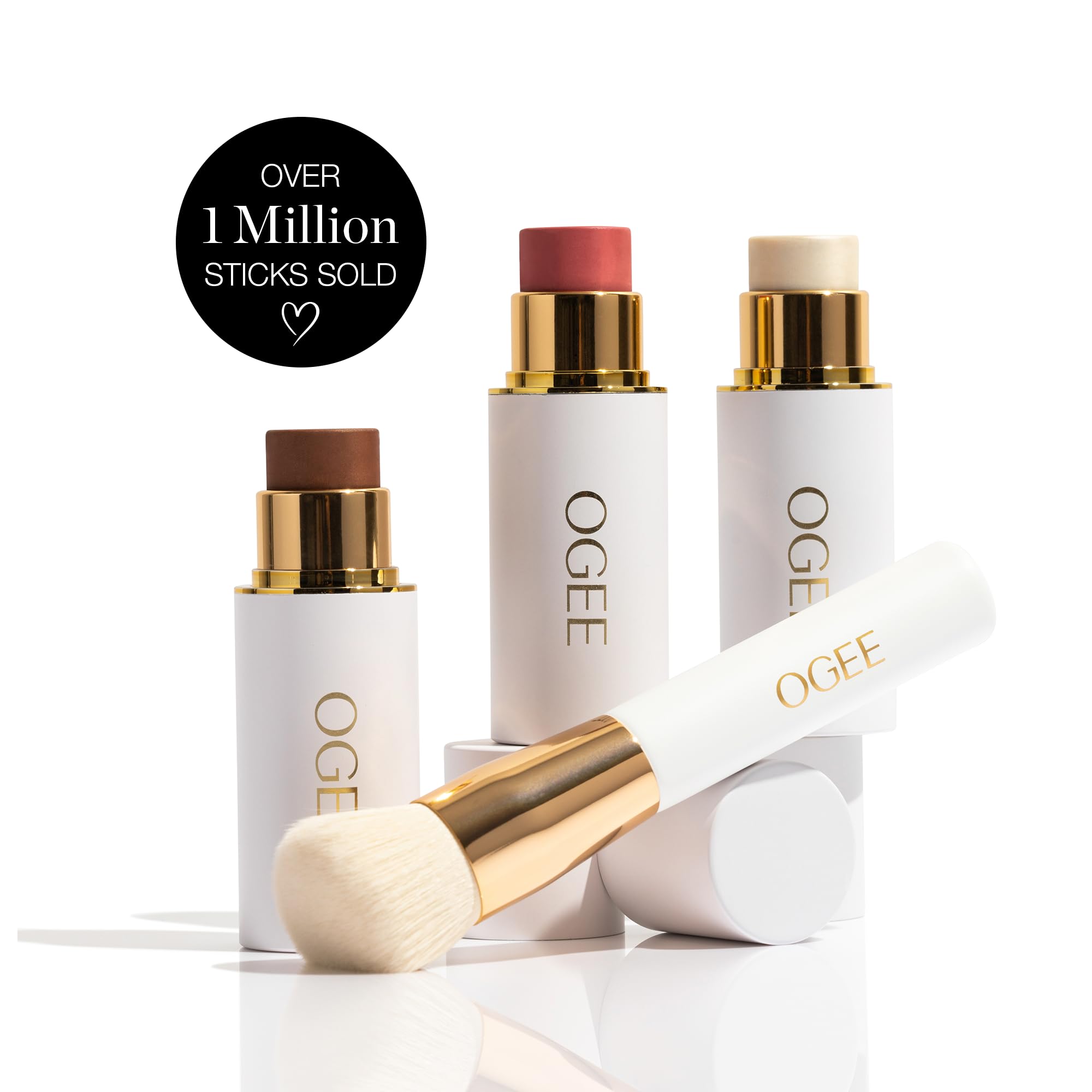 Ogee Face Stick Trio - Organic Golden Contour Stick Makeup Set with Bronzer, Blush & Highlighter for Natural Glow | Vegan, Cruelty-Free | Perfect for Everyday Wear & Special Occasions