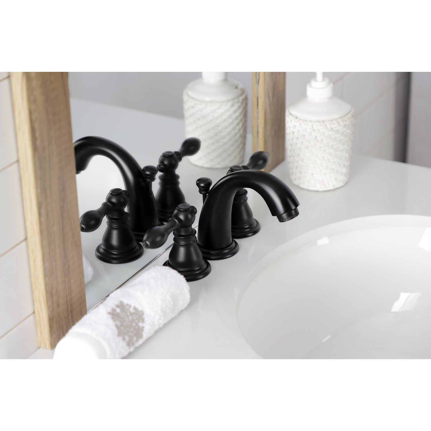 American Classic KB910ACL 3-Hole Widespread Bathroom Faucet - Matte Black Finish with Pop-Up Drain - Perfect for Modern Bathroom Vanities and Powder Rooms