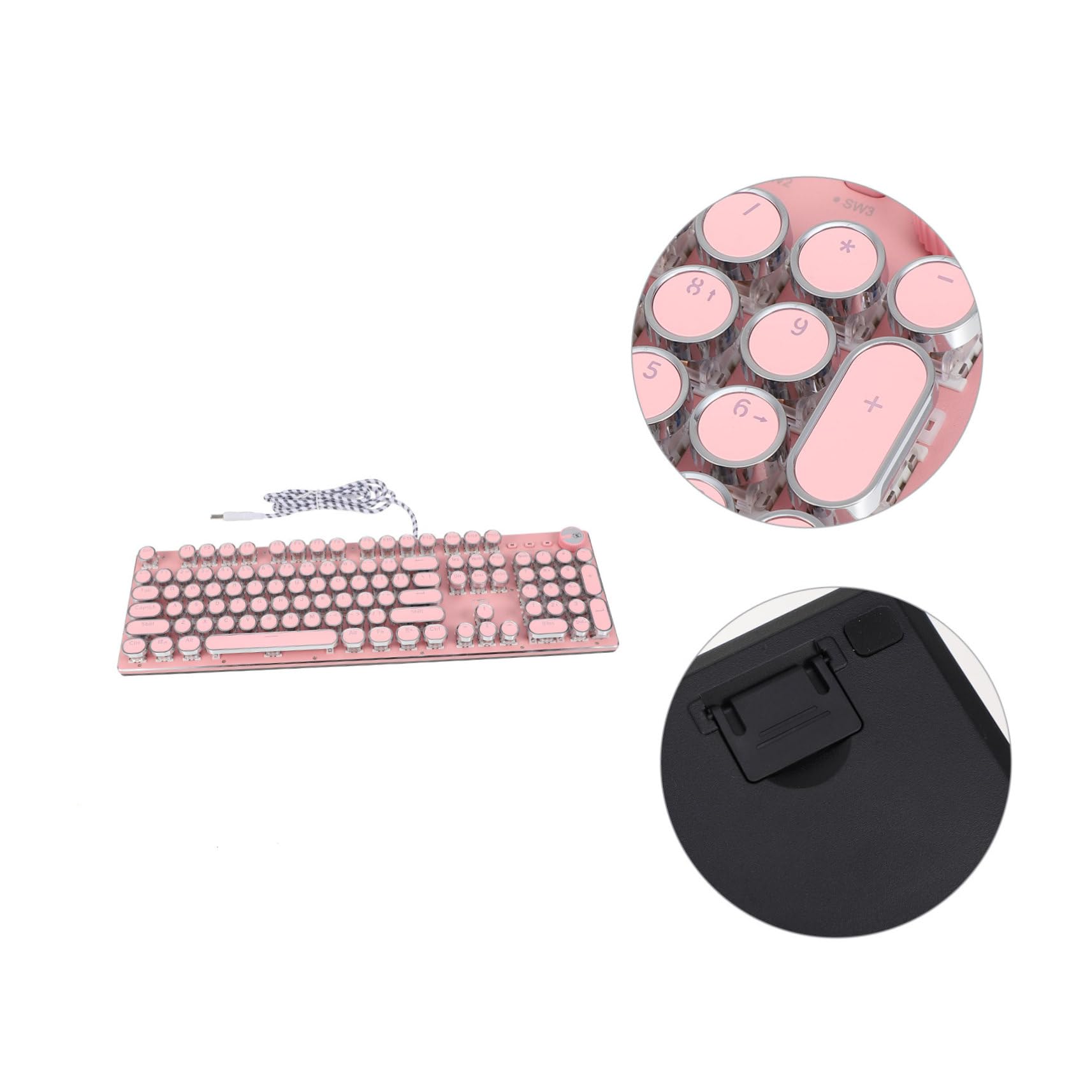 Homoyoyo Lightweight Retro Punk Gaming Keyboard - Mechanical USB Wired Keyboard for PC, Laptop, Mac - Compatible with Windows & macOS | Perfect for Gaming, Office Work & Typing