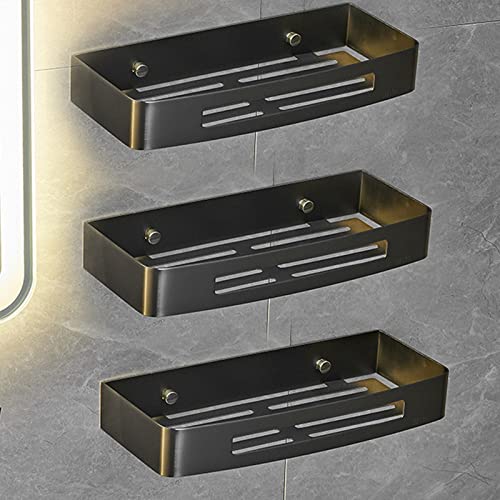 No Drill Shower Caddy - Rustproof Stainless Steel Wall Mounted Bathroom Organizer with 3-Tier Storage Space (Gray) - Perfect for Small Bathrooms, Apartments & Dorm Showers