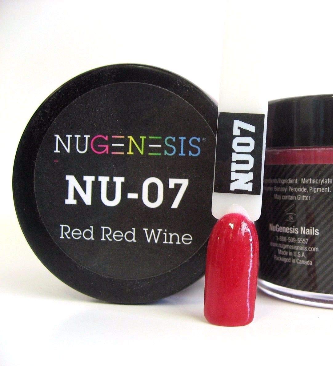 NuGenesis Nail Dipping Powder - 1.5oz/43g Professional Salon Quality Dipping System (NU07 Red Wine) for Manicures, Pedicures & Nail Art - Long Lasting & Easy to Apply