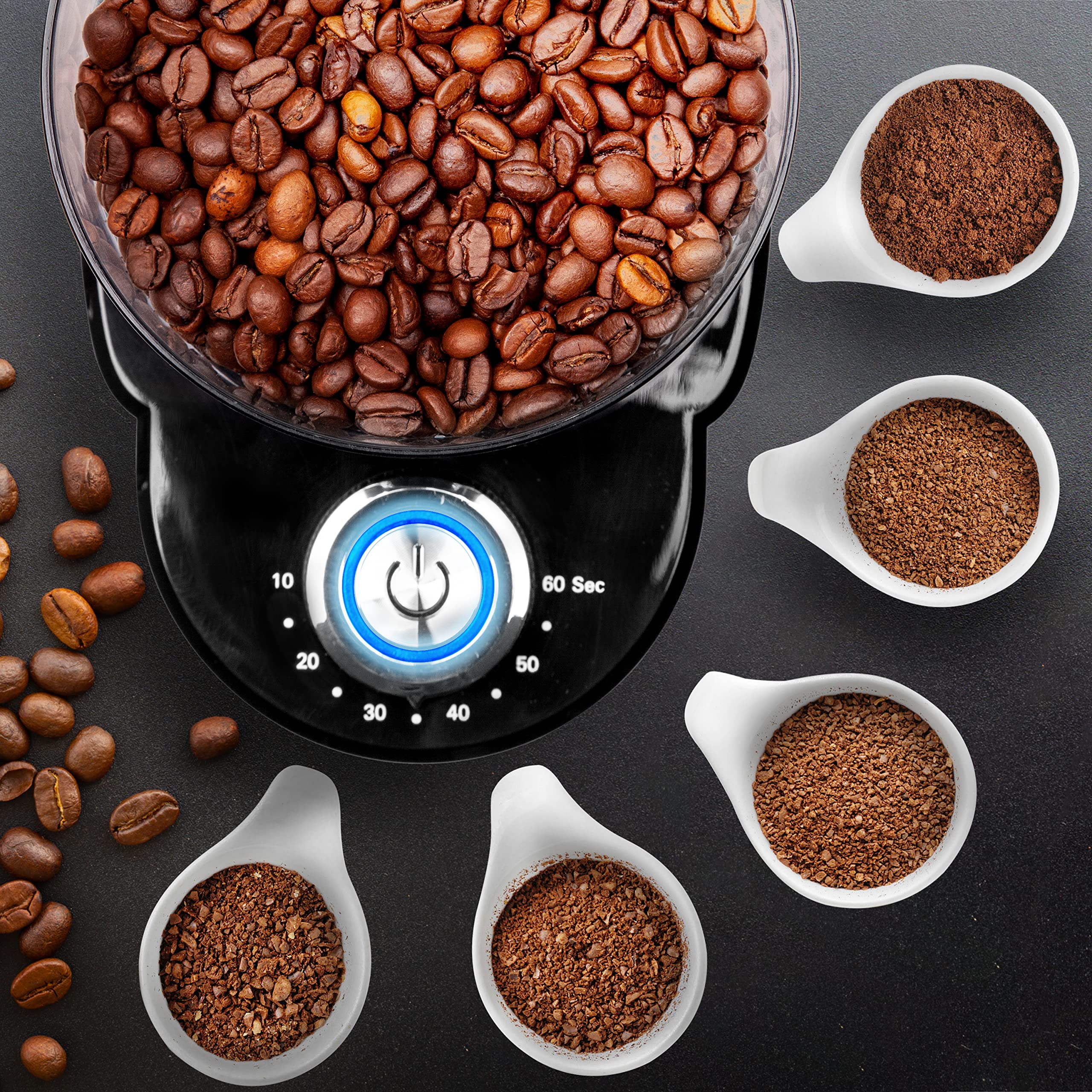 Duronic BG200 Electric Coffee Grinder - Conical Burr Mill with 35 Precise Grind Settings, 200W Power, 200g Bean Capacity (Makes 12 Cups) - Perfect for Espresso, French Press, Cold Brew & Home Baristas