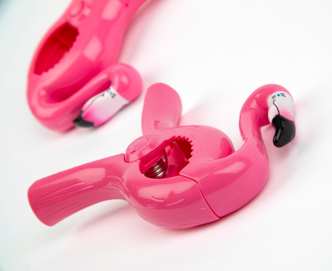 Flamingo Beach Towel Clips - Secure Your Towel at the Pool, Beach, or Backyard | Waterproof & Durable Sandproof Towel Holders for Vacation, Travel, and Outdoor Relaxation
