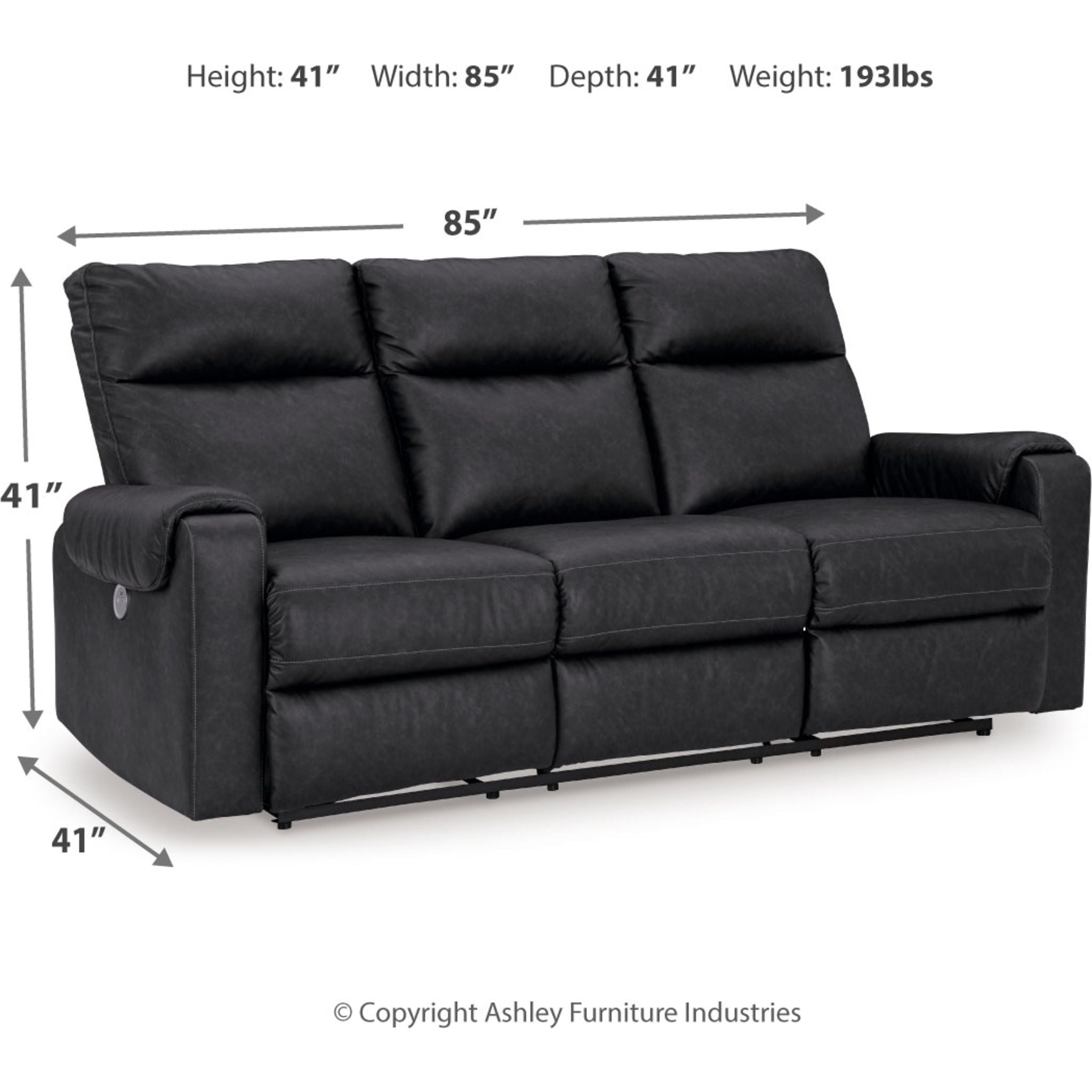 Axtellton Power Reclining Sofa in Carbon - Modern Electric Recliner with USB Charging for Living Room, Home Theater & Family Relaxation