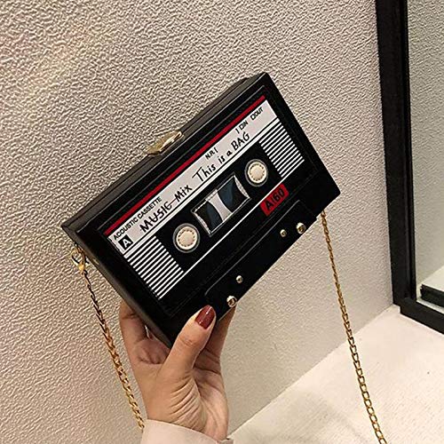 Vintage Retro Radio Shape Crossbody Bag for Women - PU Leather & Metal Clutch Purse - Perfect for Evening Parties, Concerts & 80s Themed Events