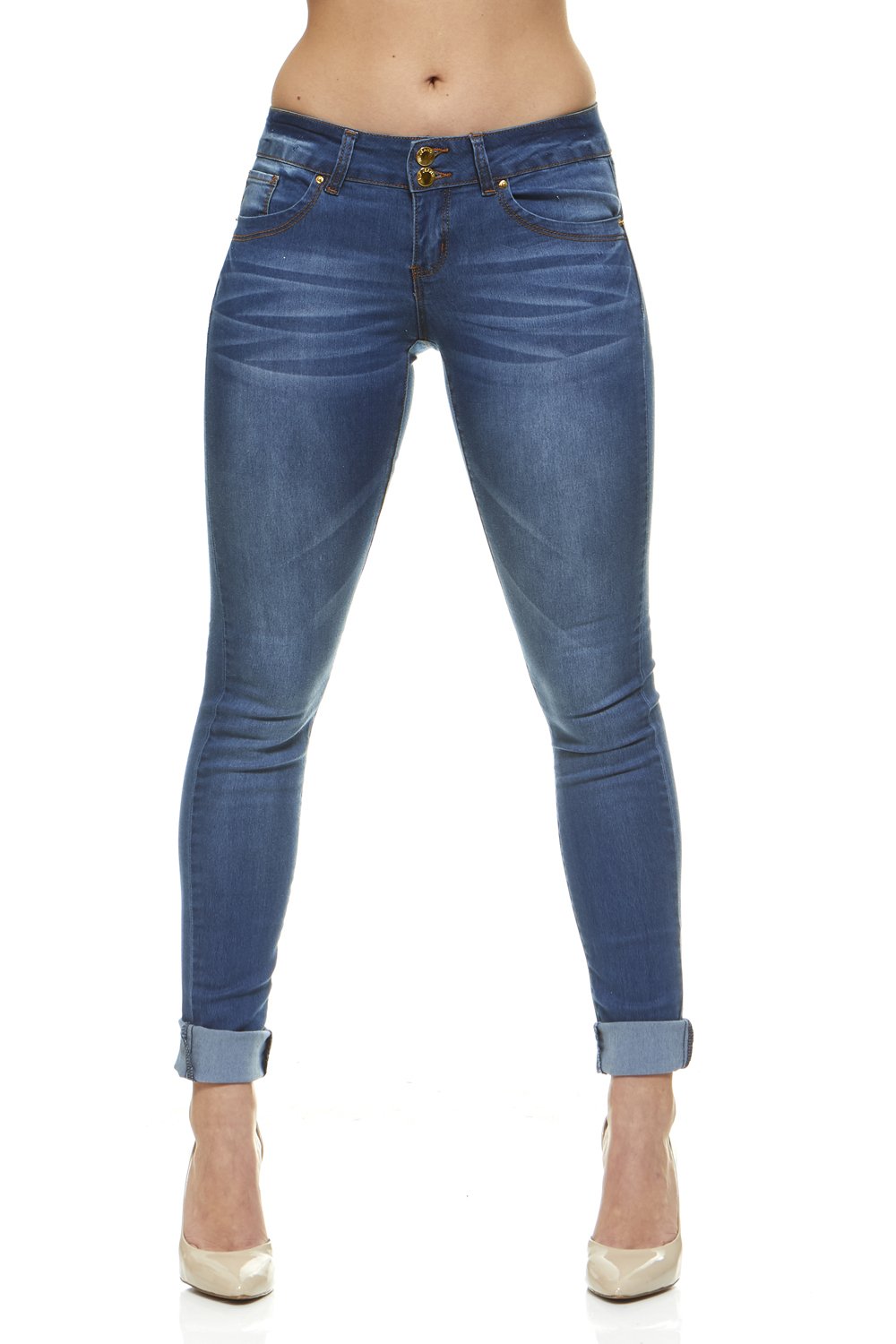 COVER GIRL Women's Classic Blue Wash Five Pocket Slim Fit Skinny Jeans - Comfortable Denim Pants for Casual Wear, Work & Night Out