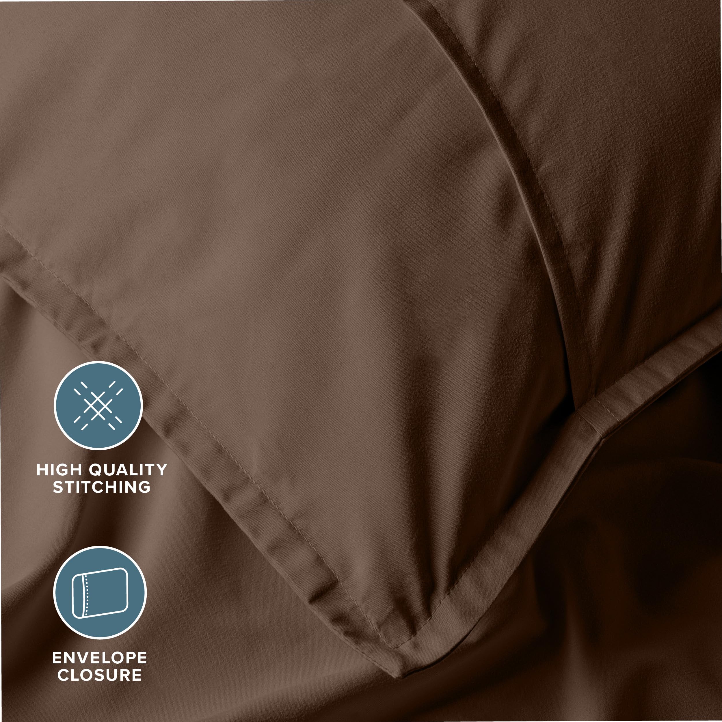 Bare Home Standard Pillow Sham Covers - Set of 2 - Premium 1800 Ultra-Soft Microfiber - Double Brushed - Bed Pillow Shams for Queen/King Size (Pillows Not Included) - Cocoa - Perfect for Bedroom Decor, Guest Room & Luxury Hotel Style