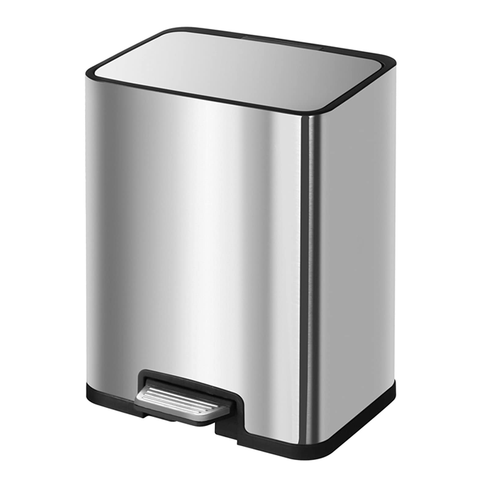 Zxb-Shop Stainless Steel Step Trash Can with Pedal - 13 Gallon Rectangular Metal Garbage Bin for Kitchen, Bathroom, Office | Durable Indoor/Outdoor Waste Bin with Foot Operated Lid | Perfect for Home, Restaurant, and Commercial Use