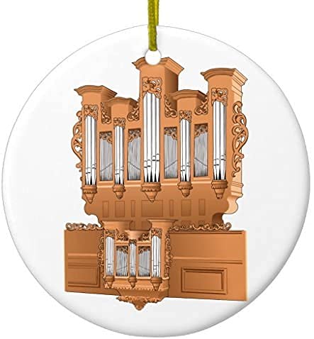 Brown Ceramic Christmas Ornament - Church Pipe Organ Design for Holiday Decor