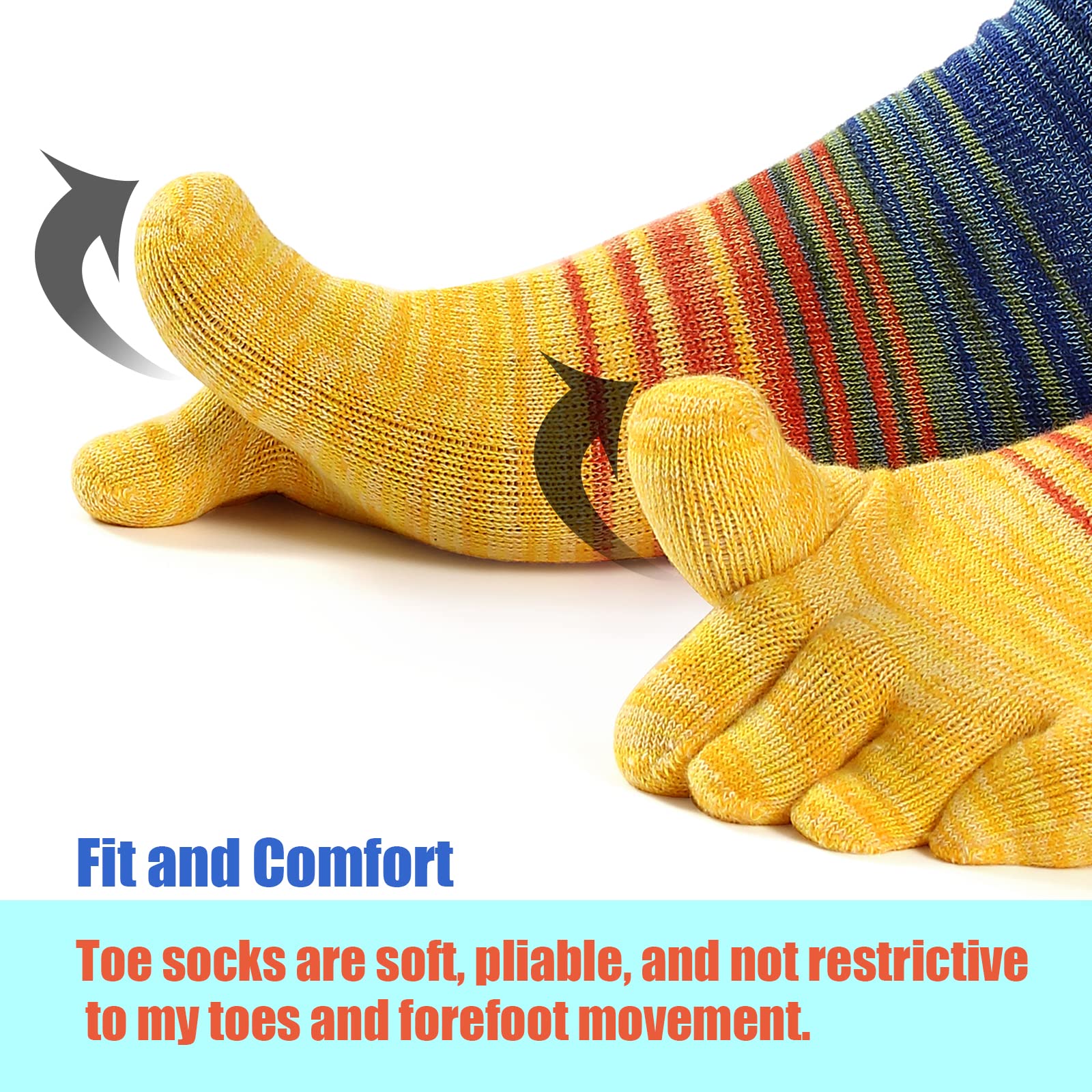 Breathable Cotton Toe Socks for Men & Women - 3 Pairs Five Finger Ankle Running Socks for Yoga, Hiking & Sports Activities
