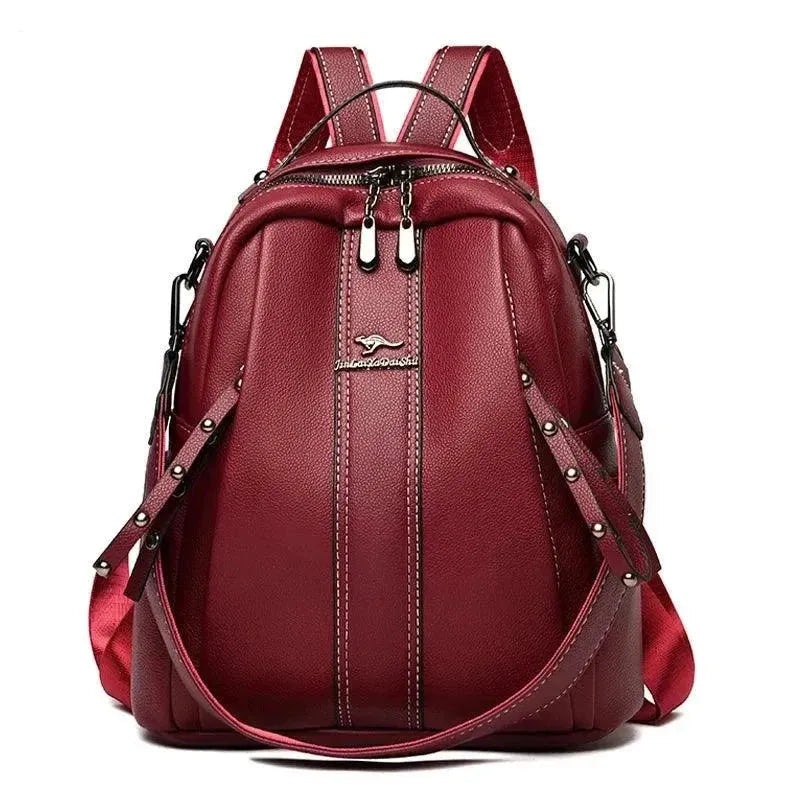 Premium Genuine Leather Women's Backpack Purse - Fashionable & Durable Handbag for Work, Travel & Daily Use