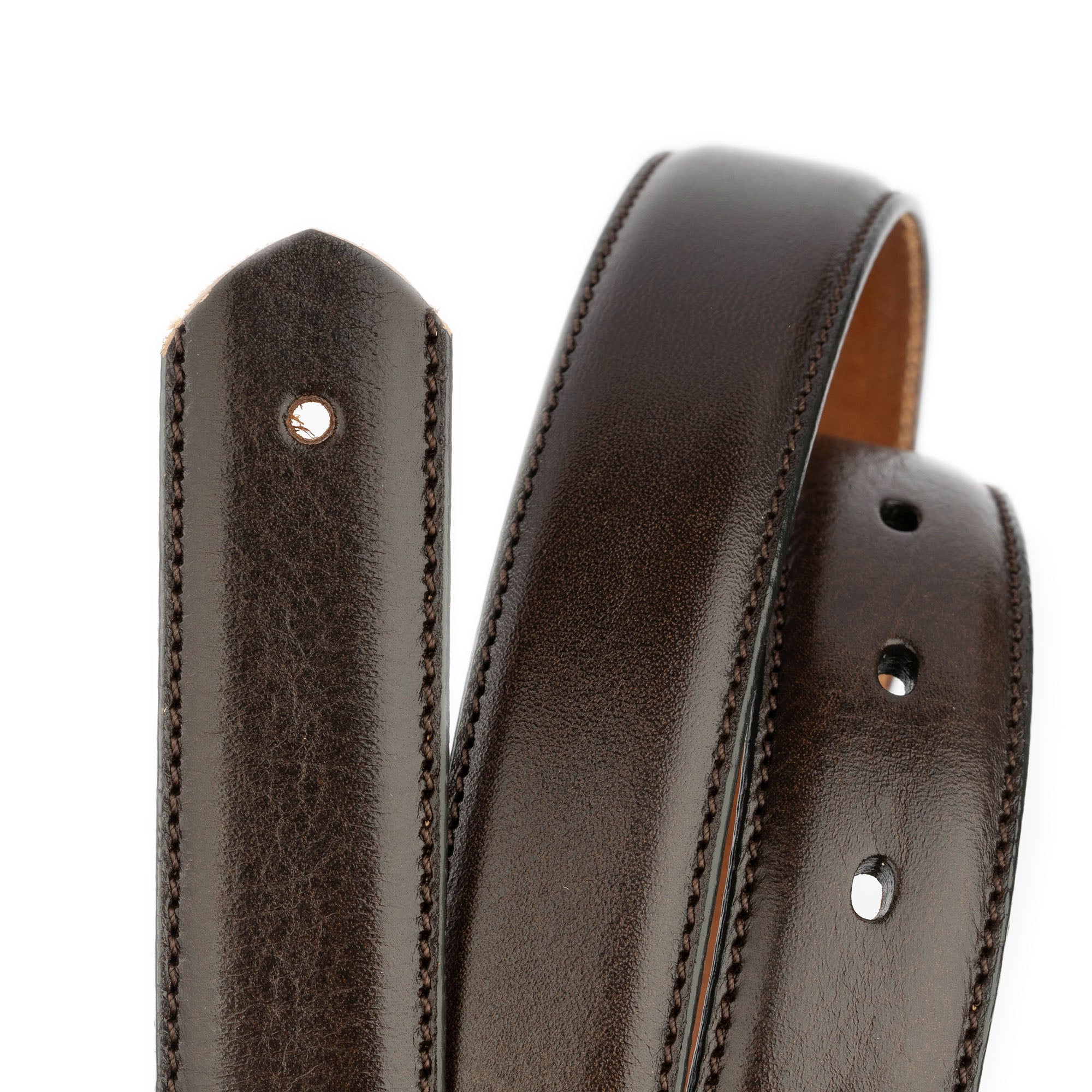 Premium Dark Brown Leather Belt Strap for Cartier Buckles - Adjustable Men's Belt with Premade Holes | Formal & Casual Wear for Office, Wedding & Everyday Use