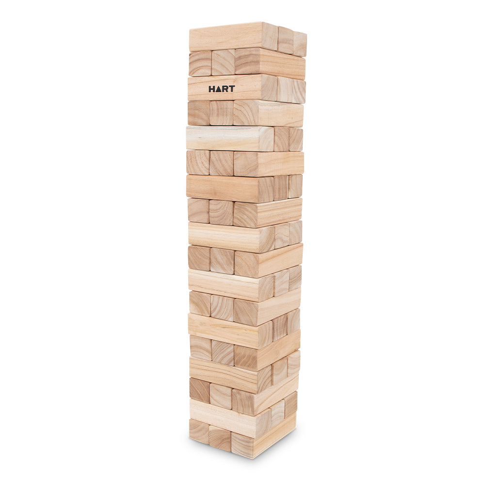 HART Giant Stacking Tower Game - 51-Piece Wooden Block Set for Kids & Family - Fun Learning & Educational Toy for Toddlers - Perfect for Indoor Play, Birthday Gifts & Classroom Activities