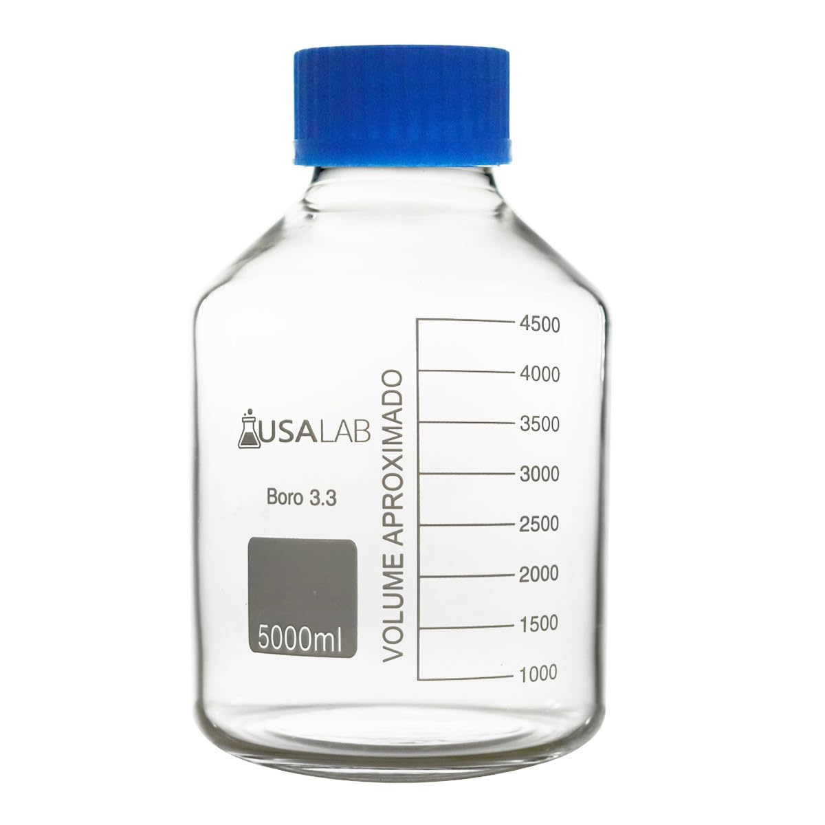 5000ml Clear Borosilicate Glass Media Bottle with GL80 Screw Cap - Wide Mouth Round Lab Bottle for Scientific Solutions, Chemical Storage & Solvent Containment | Perfect for Laboratory, Pharmacy & Research Use