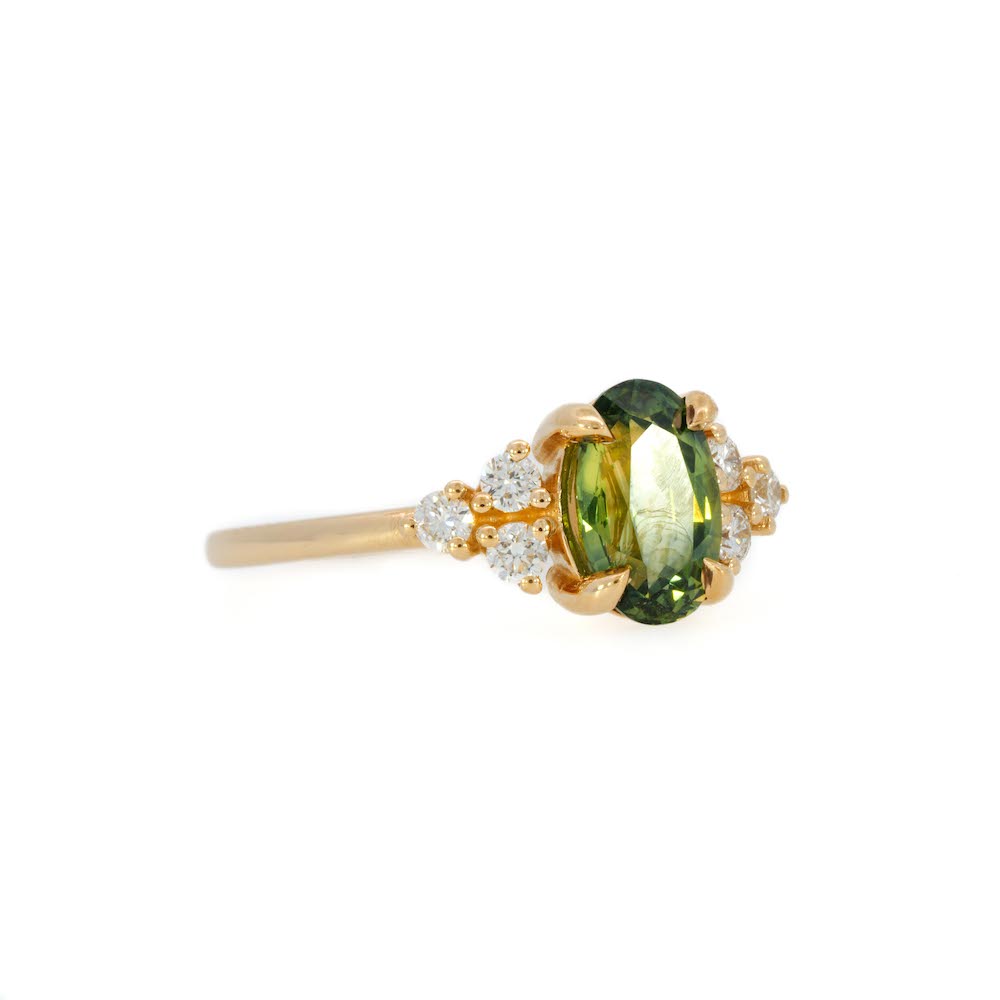 Cleo Oval Teal Sapphire Ring - 14K Gold Plated Vintage Style Jewelry for Women - Perfect for Engagement, Anniversary & Special Occasions
