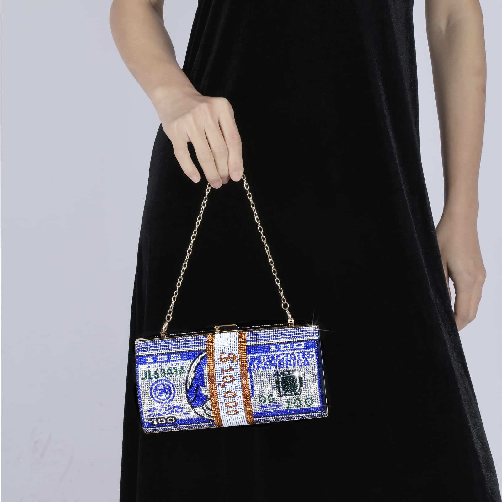 Sparkling Rhinestone Red Money Clutch Purse for Women | Elegant Crystal Evening Handbag | Wedding Party Clutch Purse | Perfect for Prom, Gala, Cocktail Events & Special Occasions