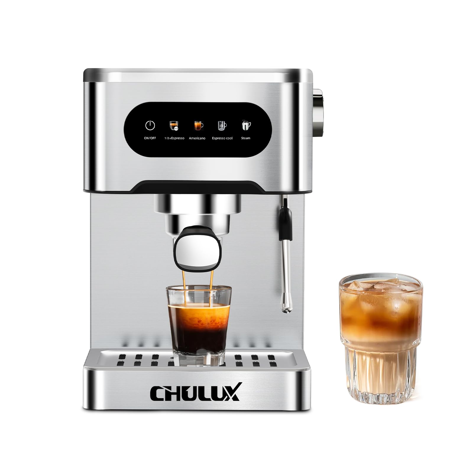 CHULUX 20 Bar Cold Brew Espresso Machine - Stainless Steel Touchscreen Coffee Maker with Steam Wand for Cappuccino & Latte | Perfect for Home Baristas & Coffee Lovers | Great for Morning Brews, Entertaining Guests & Office Use