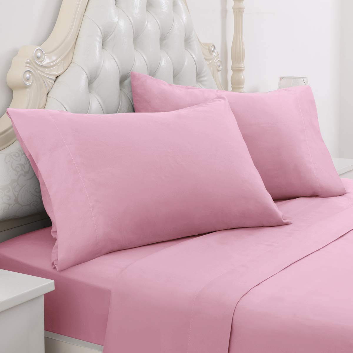 400 Thread Count Pure Cotton Twin Size Sheet Set - Deep Pocket Fitted Sheet, Flat Sheet & Pillowcases - Soft Breathable Bed Sheets for Comfortable Sleep - Perfect for Kids, Guest Rooms & Dorm Use