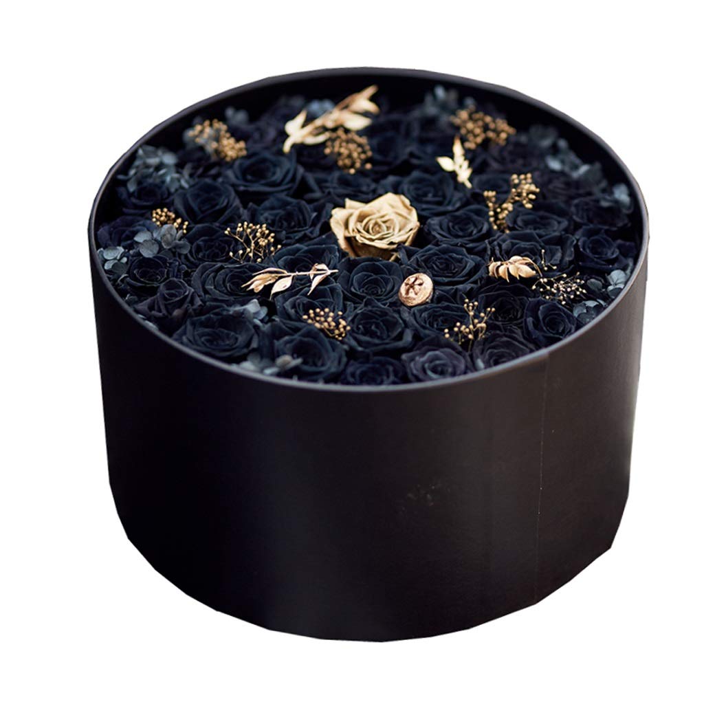 Black Rose Preserved Flower Gift Box - Real Eternal Roses for Wife, Girlfriend - Valentine's Day, Birthday, Christmas Gift in PU Leather Case (Black) - Perfect for Anniversaries, Romantic Surprises & Home Decor