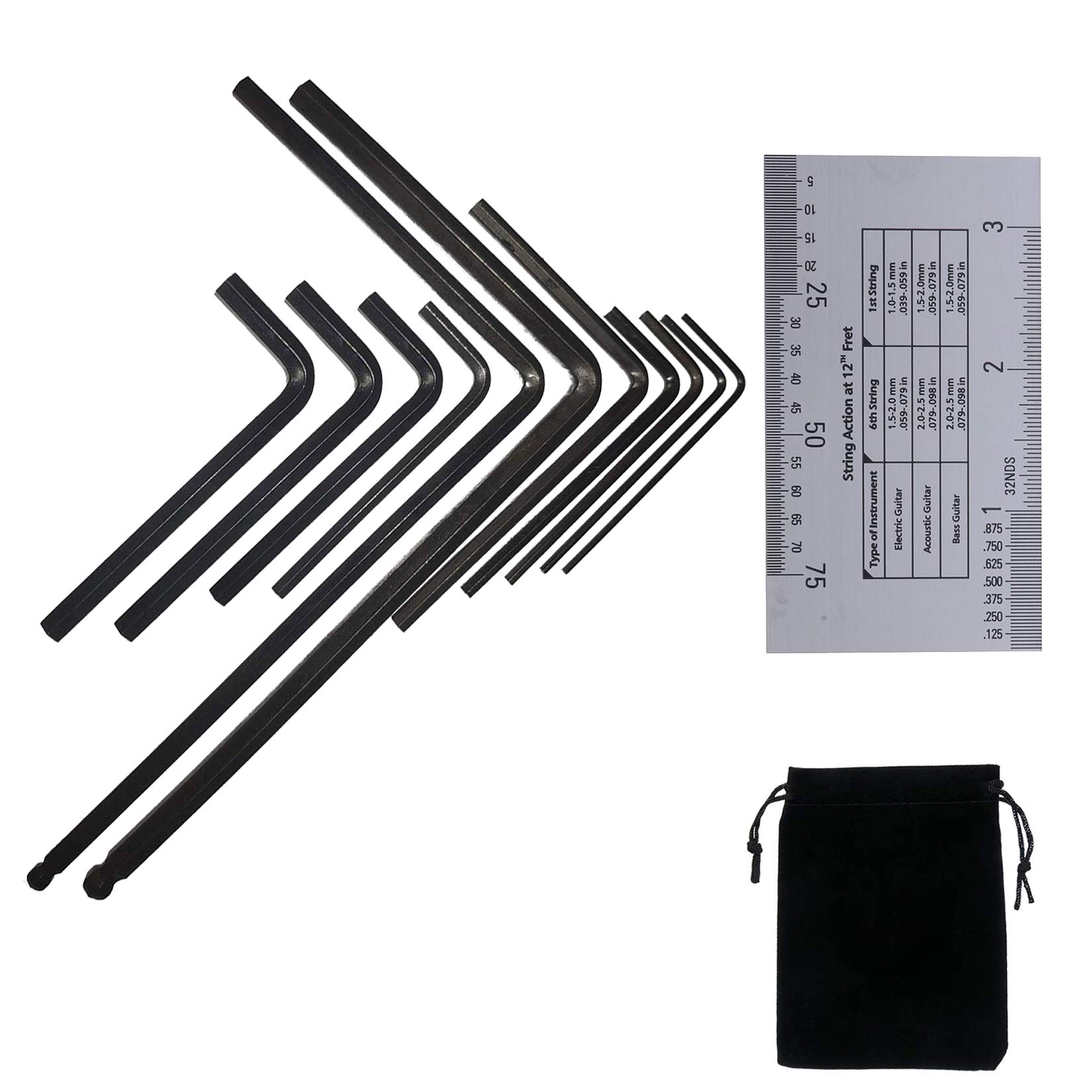 Professional 11-Piece Guitar Repair Tool Kit for Luthiers - Includes Truss Rod Allen Wrench, Bridge Screw Adjuster & String Action Ruler - Perfect for Guitar, Bass, Ukulele & Mandolin Maintenance & Setup - Ideal for Home Studios, Music Shops & DIY Instrument Repair