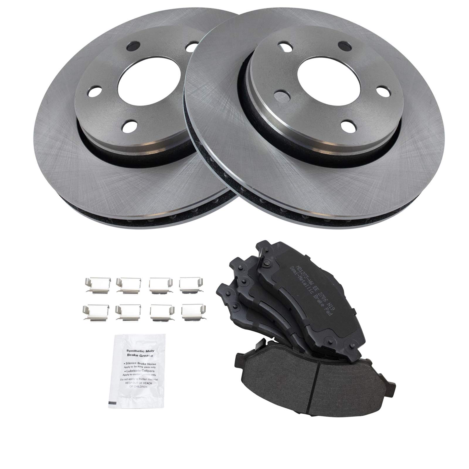 TRQ Front Brake Pad and Rotor Kit - Semi-Metallic Brake Pads & Rotors for 2007-2018 Jeep Wrangler JK - Perfect for Off-Roading, Daily Commuting, and Enhanced Stopping Power