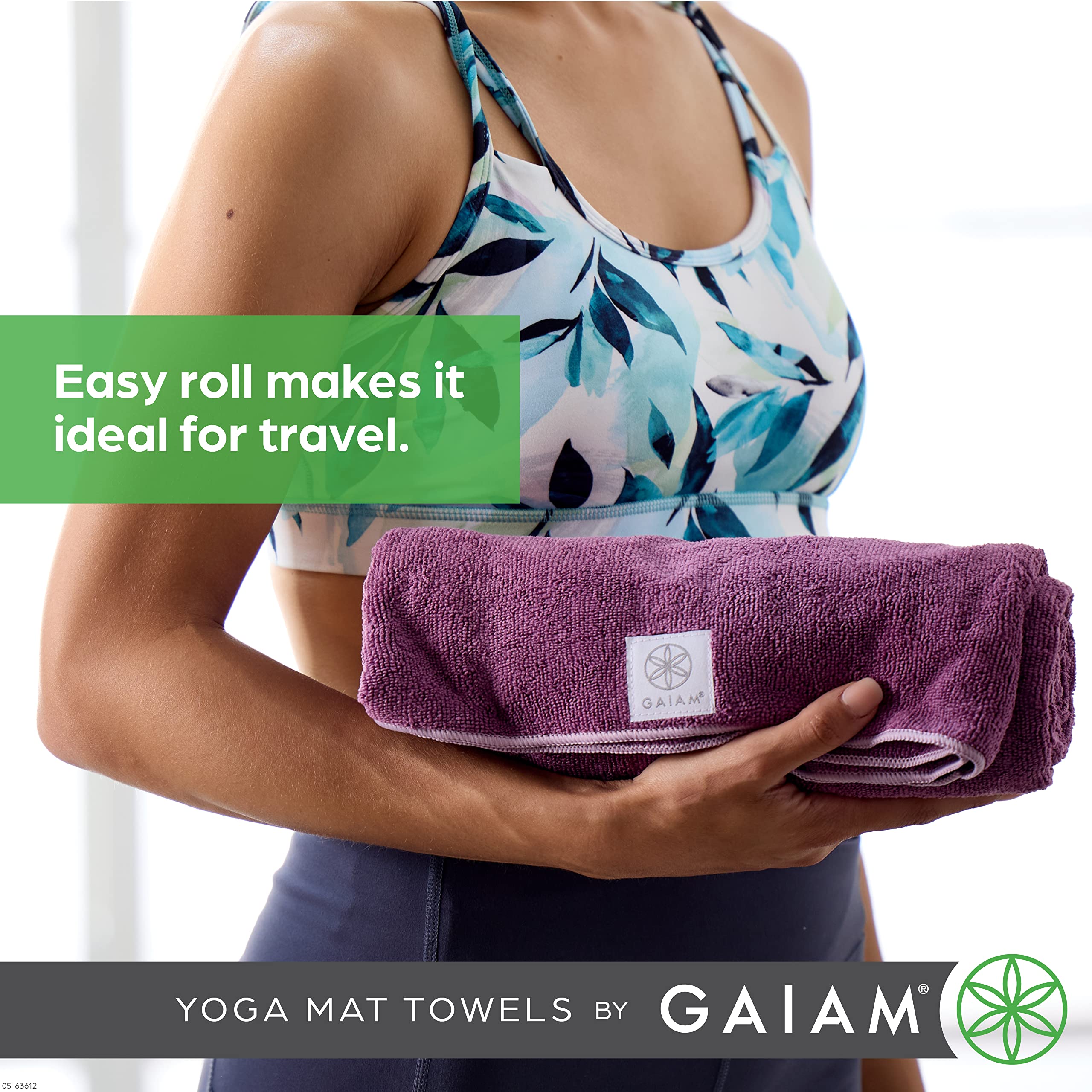 Gaiam Non-Slip Microfiber Yoga Mat Towel for Hot Yoga & Bikram - Perfect for Sweat Absorption & Grip During Intense Workouts