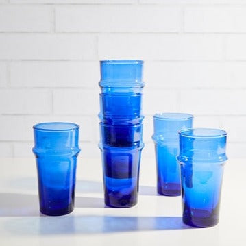 Premium Blue Beldi Glass - Handcrafted Moroccan Drinking Glasses for Tea, Juice & Cocktails - Perfect for Home, Restaurants & Gifts