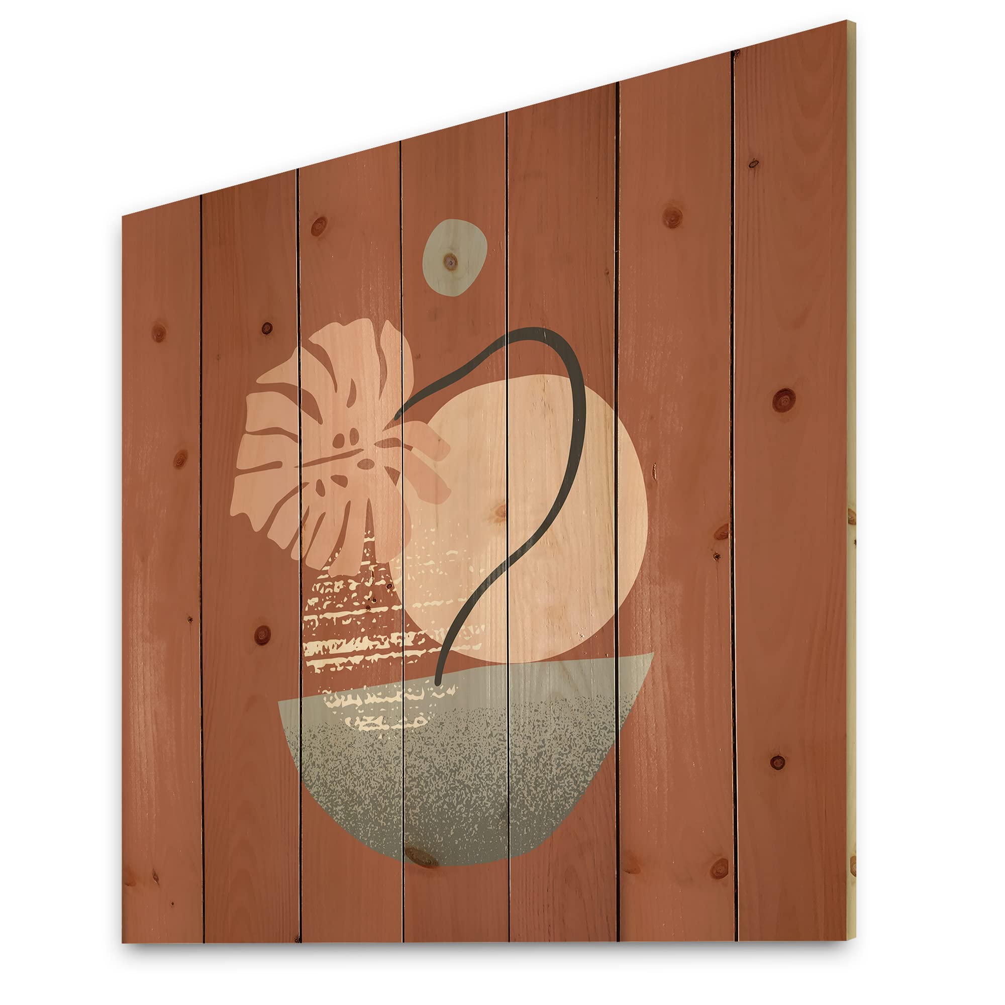Modern Wood Wall Art - Tropical Palm & Abstract Geometry Panels for Home Decor