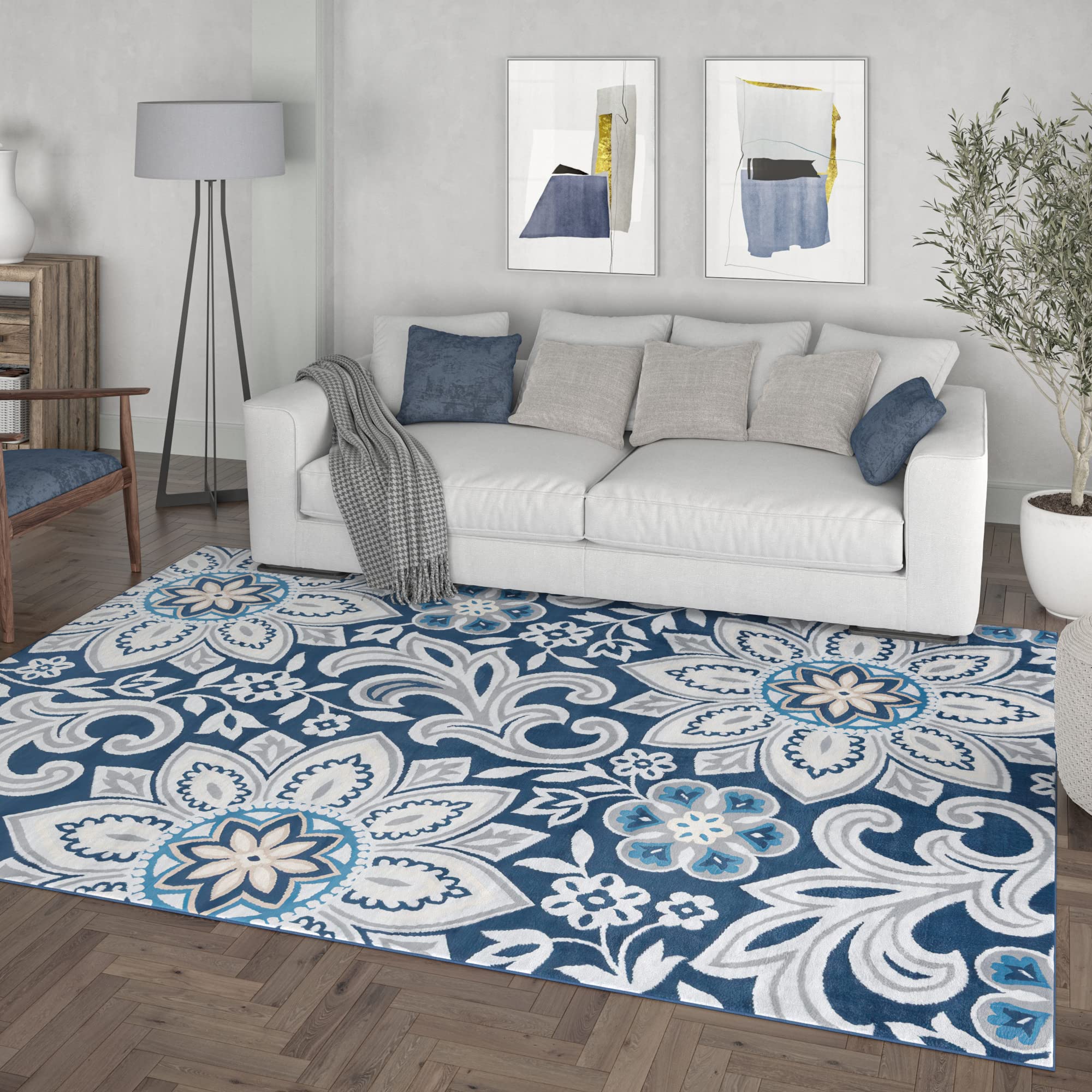 Tayse 2x3 Entry Rug - Non-Slip Indoor Front Door Mat - Small Area Rug for Kitchen & Bathroom - Modern Contemporary Carpet - Perfect for Home, Office & Apartment Entryway