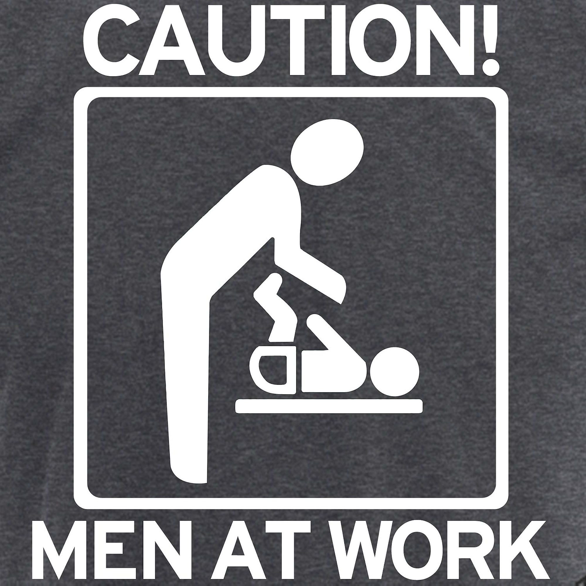 New Dad To Be Caution Men At Work - Funny Novelty Pajamas for Expecting Fathers - Dark Charcoal Sleepwear for Relaxing at Home & Baby Shower Gifts