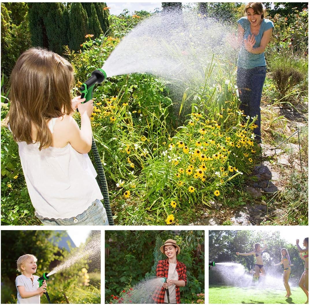 50 FT Expandable Garden Hose with 10-Function High-Pressure Spray Nozzle - Heavy Duty Flexible Water Hose with 3/4