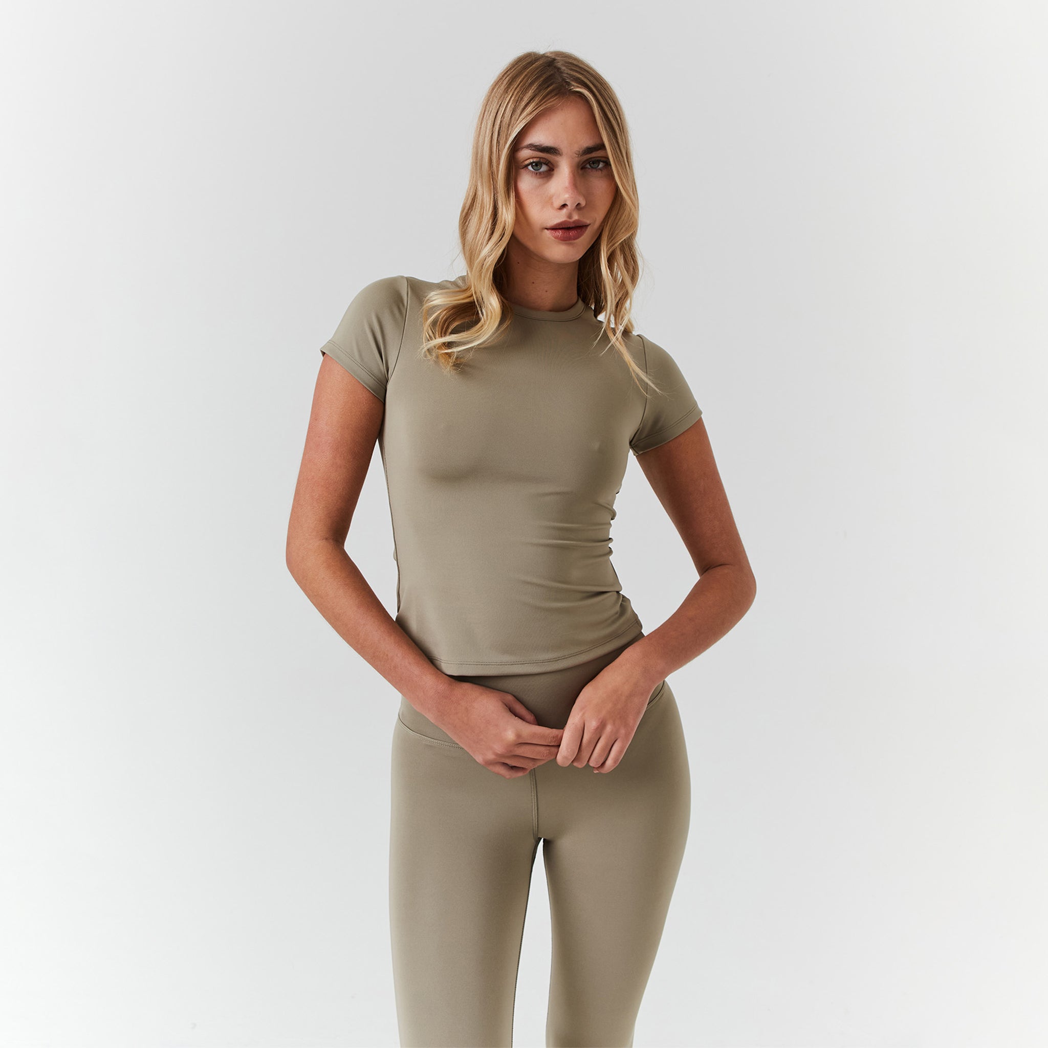 Second Skin Crop Top in Olive Green - Seamless Stretchy Comfort Fit for Yoga, Workouts & Casual Wear