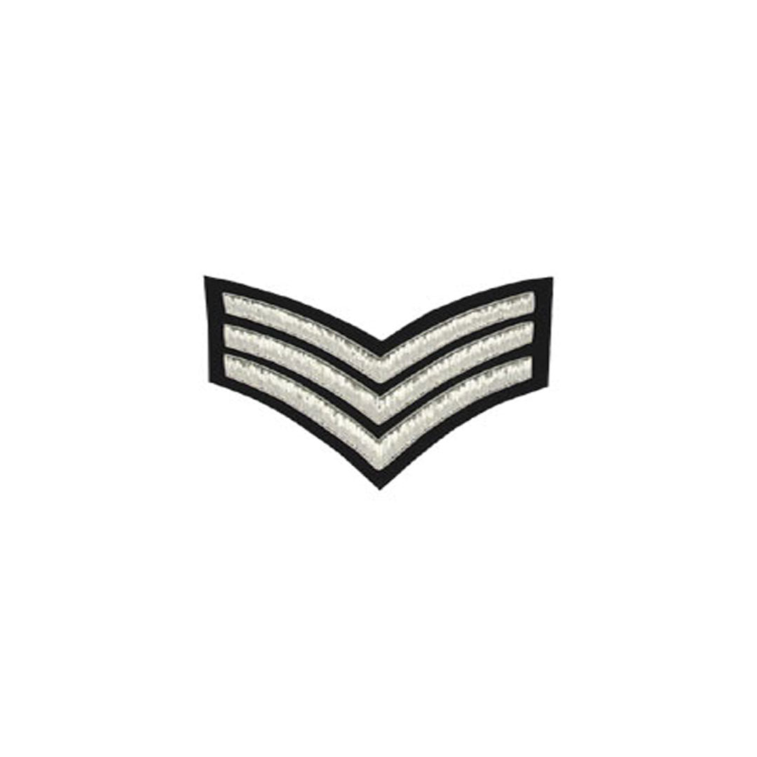 3 Stripe Chevrons Badge Silver Bullion on Black - Military Insignia, Police Patch, Collectible Coin for Display & Gifts