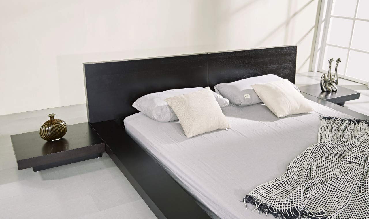 Matisse Fujian Modern King Size Bed with 2 Night Stands in Espresso Finish - Perfect for Contemporary Bedroom Decor and Master Suite Styling