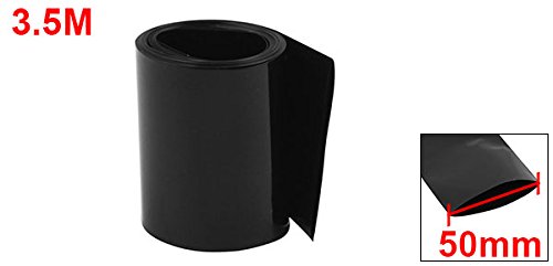 uxcell 50mm Flat Width 3.5M Length Black PVC Heat Shrink Tubing for 18650 Batteries - Battery Insulation, Wire Protection & DIY Electrical Projects