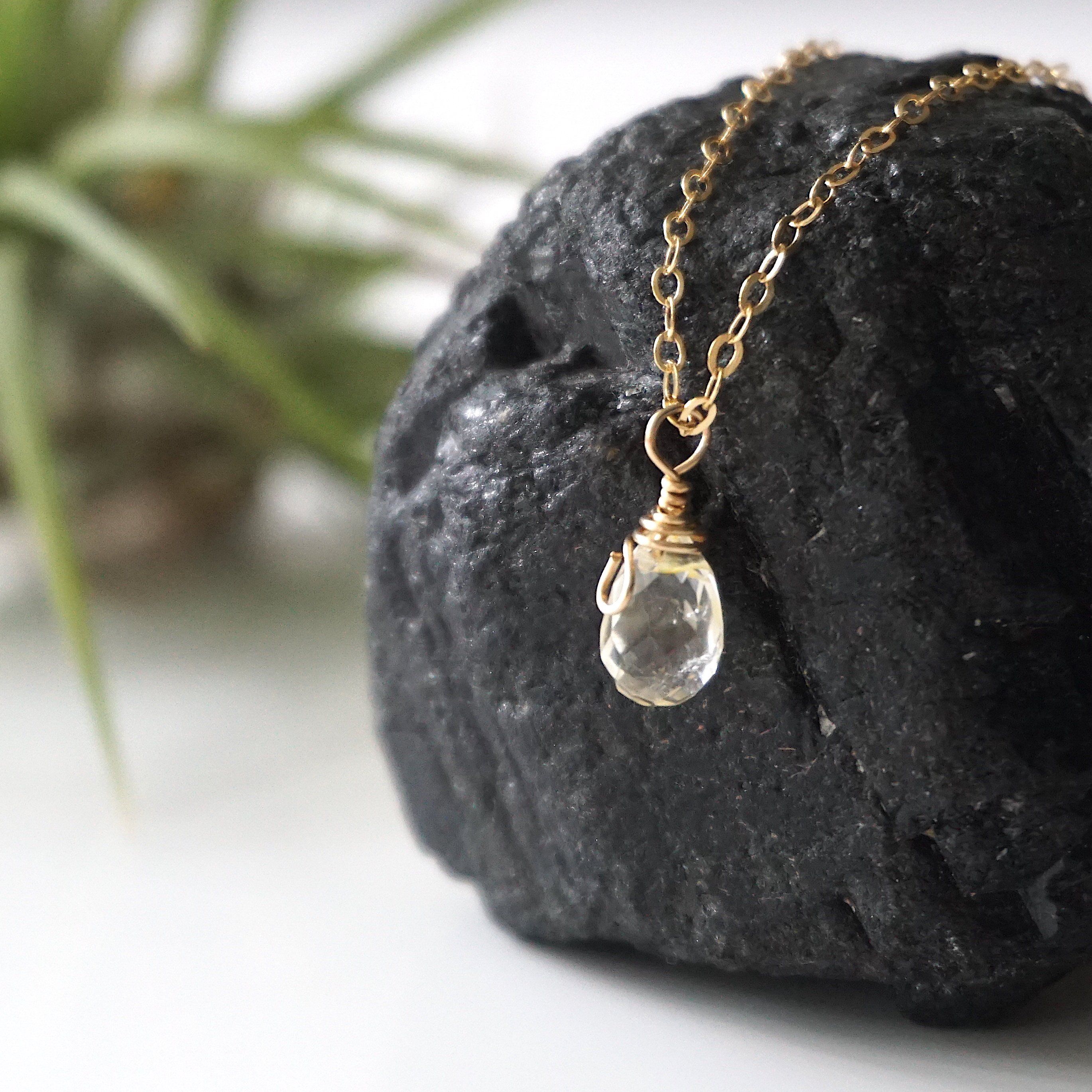 Citrine Faceted Necklace - 14K Gold Filled Wrapped Charm Necklace for Women | Elegant Jewelry Gift for Birthday, Anniversary & Special Occasions