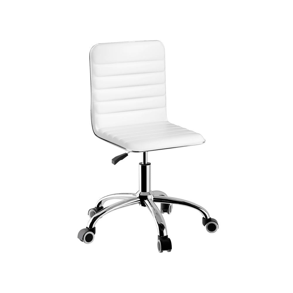 Artiss Office Chair - Ergonomic PU Leather Computer Desk & Gaming Chair with Low Back Support in White - Perfect for Home Office, Gaming & Workspace Comfort