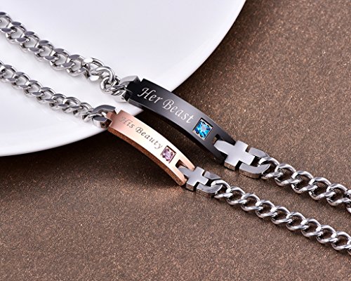 Stylish Stainless Steel Couple Bracelets - Matching Love Jewelry Gifts for Him & Her - Perfect for Anniversaries, Valentine's Day & Romantic Dates