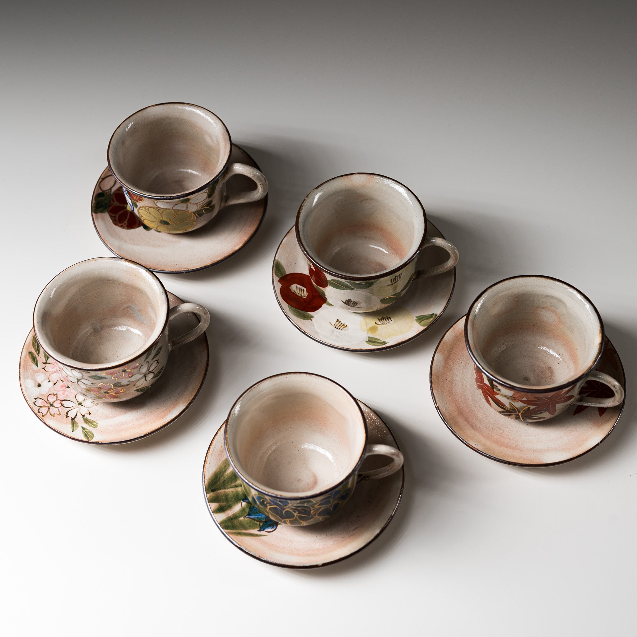 Handmade Kyoto Kiyomizu Ware Mini Espresso Cup Set - Iris Pattern, Authentic Japanese Ceramic Tea Cups for Espresso, Matcha or Coffee | Perfect Gift for Tea Lovers & Home Decor