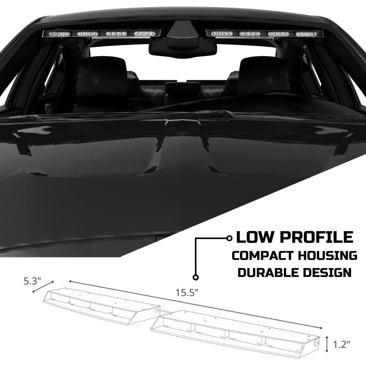 SpeedTech Raptor-X TIR LED Strobe Light Bar - Blue/Amber Emergency Vehicle Lights with Cigarette Lighter Plug for Police, Trucks & SUVs | Interior Windshield Mount | Perfect for Road Safety & Emergency Signaling
