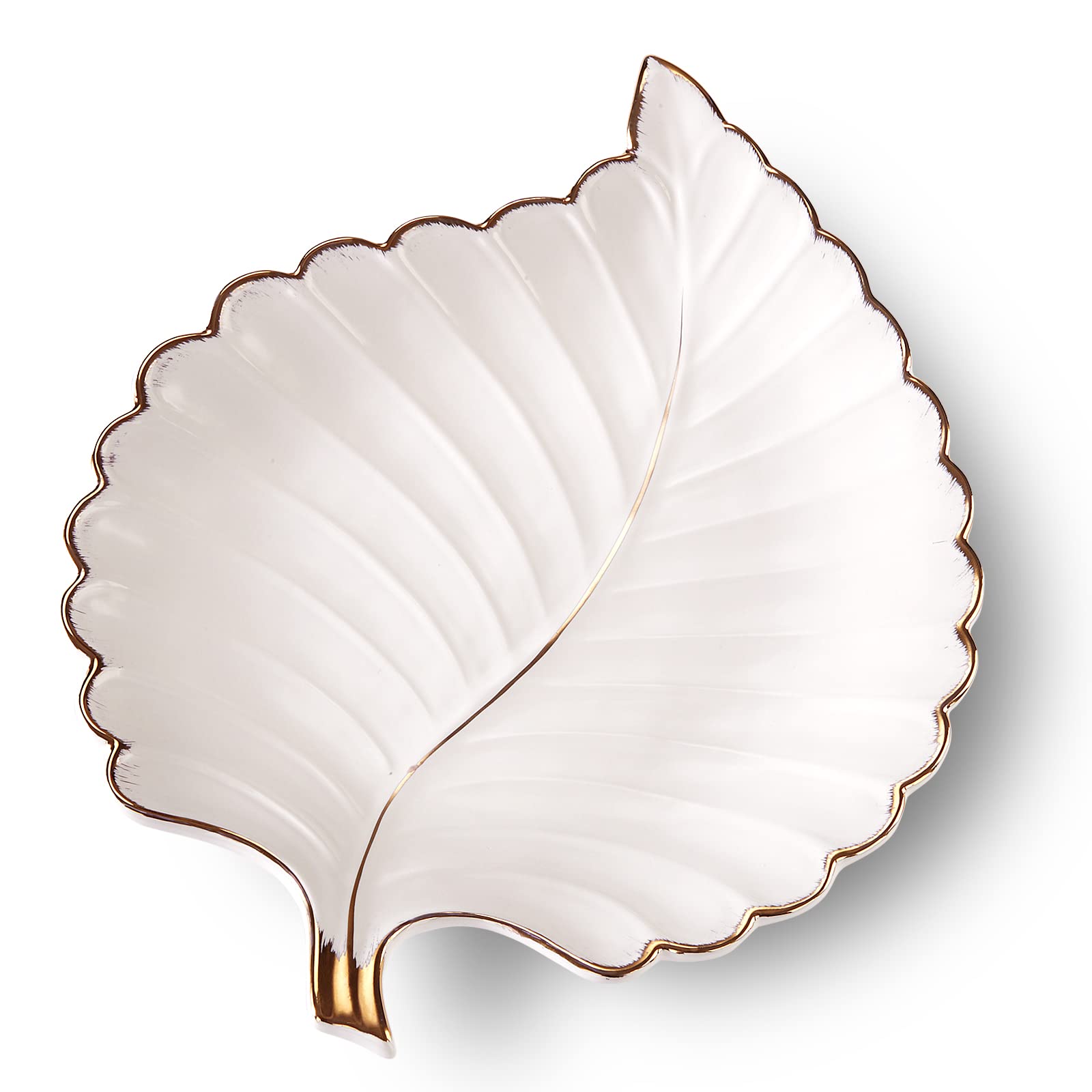 CosyCorner White Medium Leaf-Shaped Ceramic Jewelry Tray - Elegant Trinket Dish for Rings, Earrings & Small Accessories | Perfect for Vanity Organizer, Gift Boxes & Home Decor