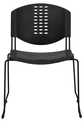 FLASH HERCULES Series 400 lb Capacity Heavy Duty Black Plastic Stacking Chairs with Sturdy Black Metal Frame - Perfect for Banquets, Events, and Commercial Use