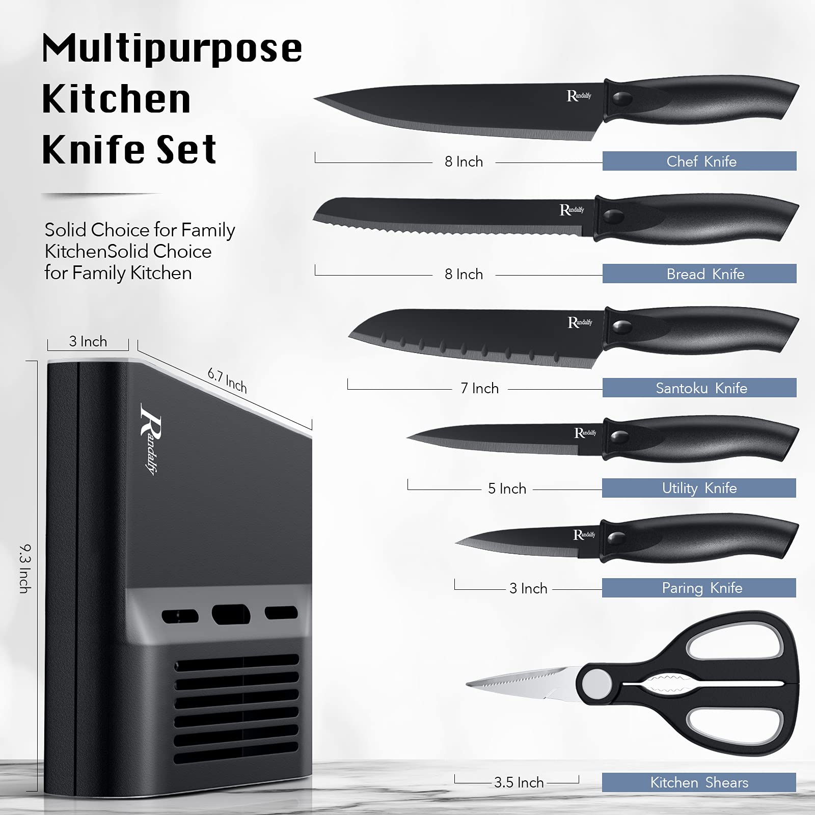7-Piece Professional Chef Knife Set with Knife Block - High-Quality Kitchen Knives for Meat, Vegetables & Fruits | Includes Chef Knife, Paring Knife, Scissors & Storage Block | Perfect for Chopping, Slicing, Dicing & Cutting | Ideal for Home Chefs & Cooking Enthusiasts