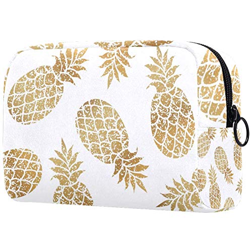 Waterproof Gold Pineapple Makeup Bag - Travel Cosmetic Organizer with Zipper, Multifunctional Toiletry Case for Women | Perfect for Travel, Gym & Daily Essentials Storage