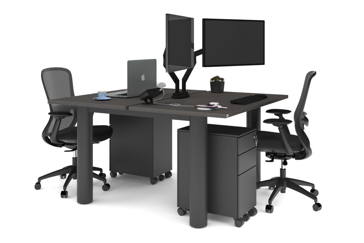 Quadro Cylinder Leg 2 Person Office Workstation Desk - 1200L x 700W Modern Office Furniture for Collaborative Workspaces & Home Offices